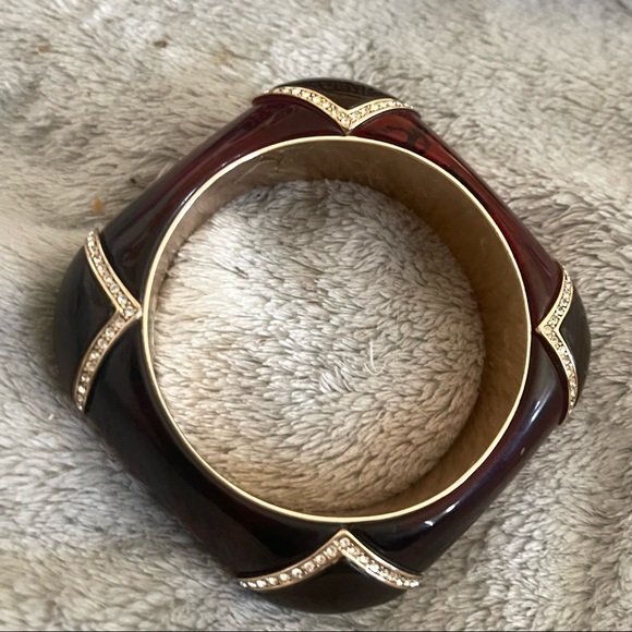 Vintage ABB CO. 18k Gold Red Carnelian & Smokey Quartz 1900s Victorian Bangle - Picture 9 of 14